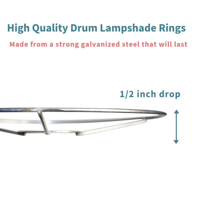 I Like That Lamp Wire Lamp Shade Rings with European Fitter (12â€ Diameter), Includes 2 Galvanized Steel Silver Drum Rings, Make DIY Table/Floor/Pendant Lamps, Compatible with most IKEA & Target Lamps - Image 4